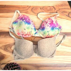 Victoria Secret Pink Padded Wear Everywhere Demi Bras Bundle Sz 34C